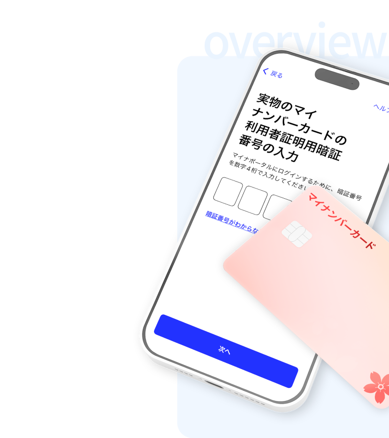 スマートフォンとマイナンバーカードのイラスト